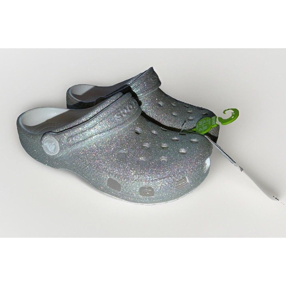 NWT Little Kids Crocs Classic Iridescent Glitter Clogs Mermaid Sz C 12